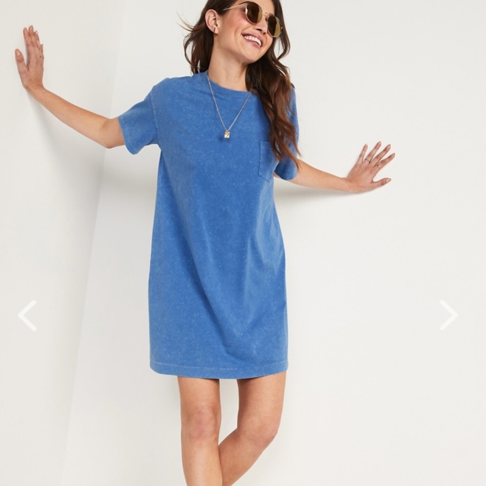Old Navy Mineral Wash T-Shirt Dress in Blue Size Small